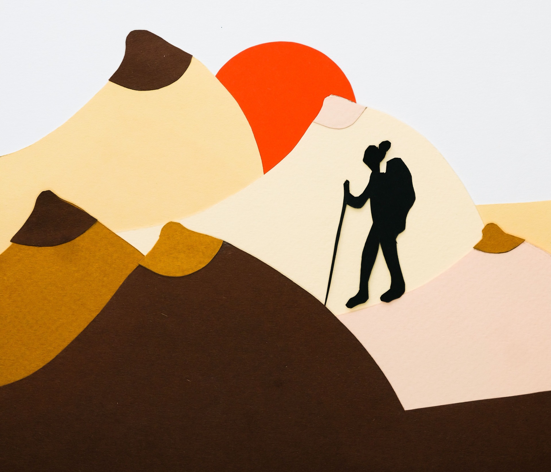 Photo by Nadezhda Moryak: https://www.pexels.com/photo/paper-cut-art-of-hiker-walking-through-breast-shaped-mountains-8680040/